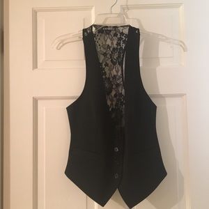 Black Lace Back Vest